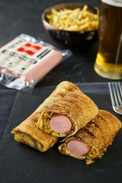 Млинці на пиво з ковбасами